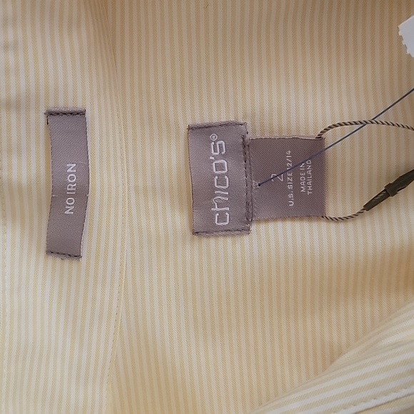 CHICOS WOMEN'S NO-IRON COTTON STRIPED POCKET-DETAIL SHIRT - Picture 7 of 10